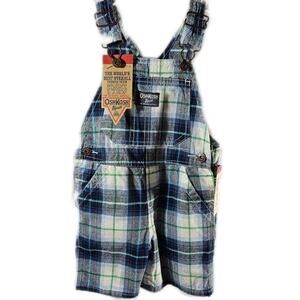 OshKosh B'gosh Blue Plaid Overall Shorts NWT 18 Months